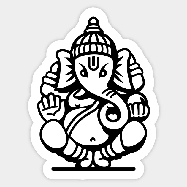 Ganesh Ganesa Ganapati Elephant 4 (black white) Sticker by Mystic-Land